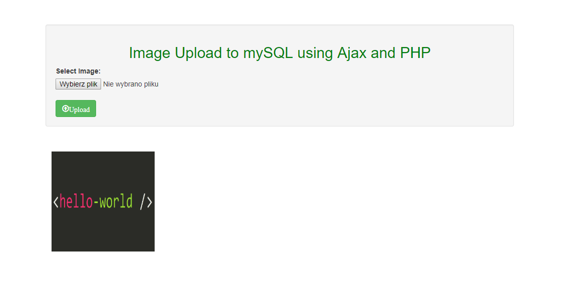 Image Upload to mySQL using Ajax and PHP - final view