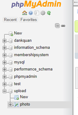 Localhost database and table view